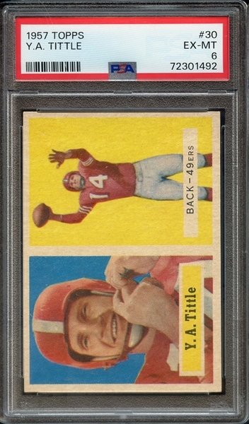 1957 TOPPS 30 Y.A. TITTLE PSA EX-MT 6