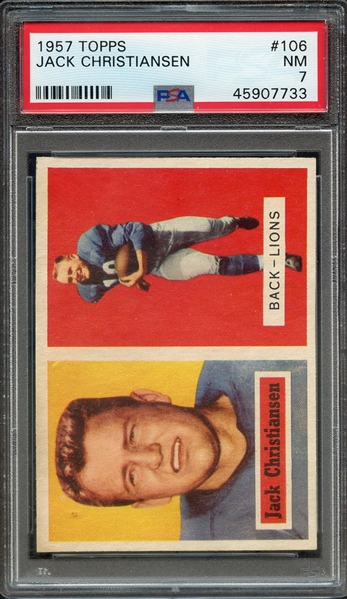 1957 TOPPS 106 JACK CHRISTIANSEN PSA NM 7