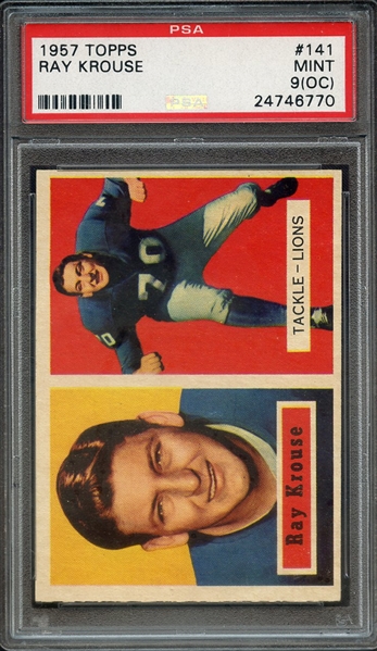 1957 TOPPS 141 RAY KROUSE PSA MINT 9 (OC)