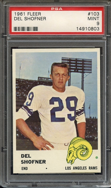 1961 FLEER 103 DEL SHOFNER PSA MINT 9