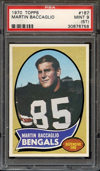 1970 TOPPS 187 MARTIN BACCAGLIO PSA MINT 9 (ST)