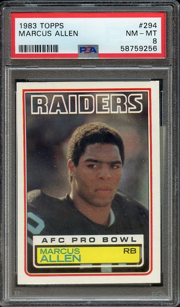 1983 TOPPS 294 MARCUS ALLEN PSA NM-MT 8