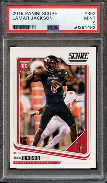 2018 PANINI SCORE 352 LAMAR JACKSON PSA MINT 9