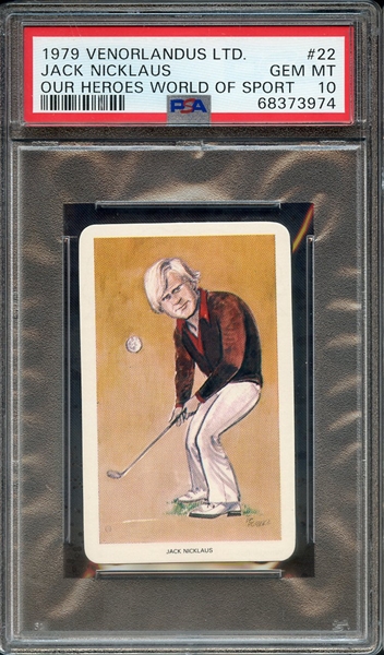 1979 VENORLANDUS LTD. OUR HEROES WORLD OF SPORT 22 JACK NICKLAUS OUR HEROES WORLD OF SPORT PSA GEM MT 10