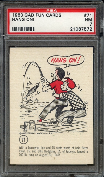 1963 GAD FUN CARDS 71 HANG ON! PSA NM 7