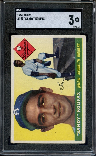 1955 TOPPS 123 SANDY KOUFAX SGC VG 3