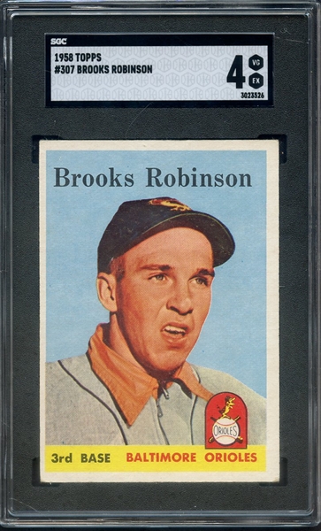 1958 TOPPS 307 BROOKS ROBINSON SGC VG-EX 4