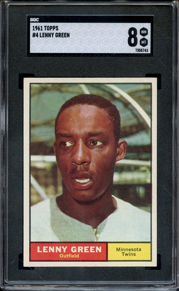 1961 TOPPS 4 LENNY GREEN SGC NM-NM 8