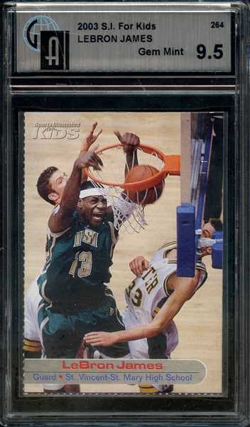 2003 SI FOR KIDS 264 LEBRON JAMES GAI GEM MINT 9.5