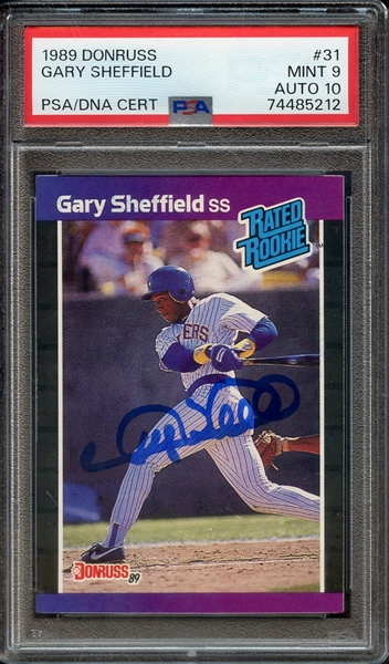 1989 DONRUSS 31 SIGNED GARY SHEFFIELD PSA MINT 9 PSA/DNA AUTO 10