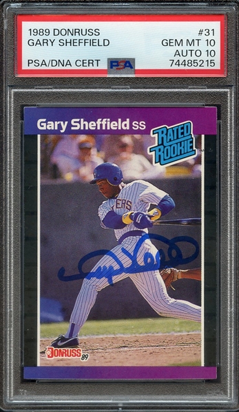 1989 DONRUSS 31 SIGNED GARY SHEFFIELD PSA GEM MT 10 PSA/DNA AUTO 10