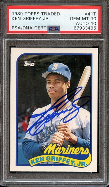 1989 TOPPS TRADED 41T SIGNED KEN GRIFFEY JR PSA GEM MT 10 PSA/DNA AUTO 10