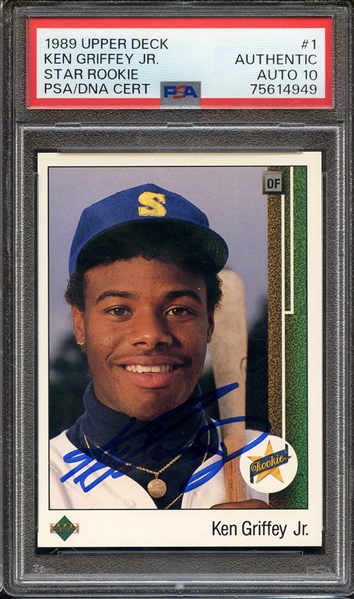 1989 UPPER DECK 1 SIGNED KEN GRIFFEY JR PSA AUTHENTIC PSA/DNA AUTO 10