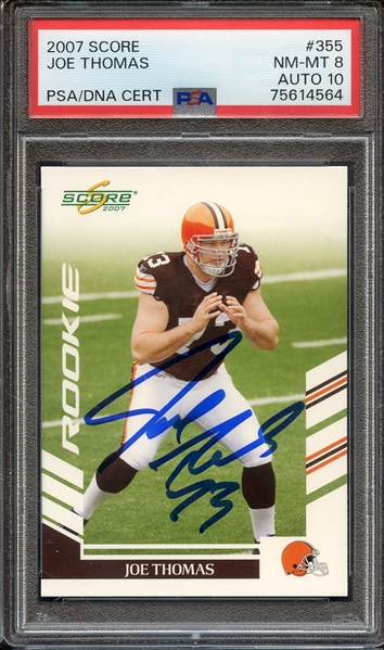 2007 SCORE 355 SIGNED JOE THOMAS PSA NM-MT 8 PSA/DNA AUTO 10