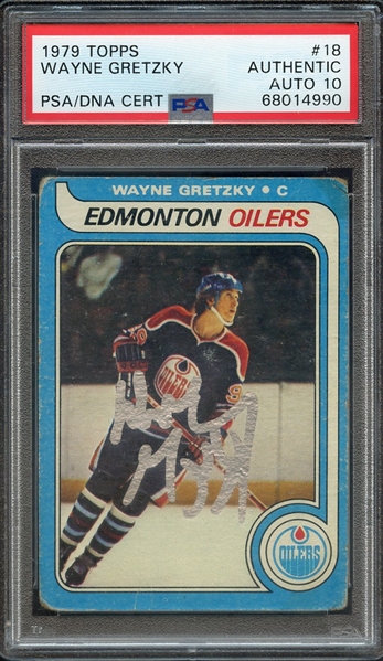 1979 TOPPS 18 SIGNED WAYNE GRETZKY PSA AUTHENTIC PSA/DNA AUTO 10