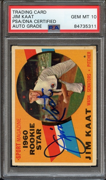 1960 TOPPS 136 SIGNED KIM KAAT PSA/DNA AUTO 10