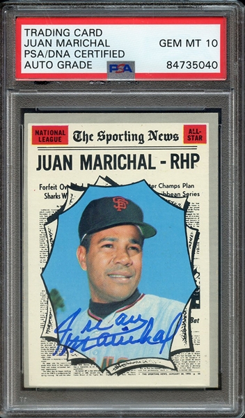 1970 TOPPS 466 SIGNED JUAN MARICHAL PSA/DNA AUTO 10