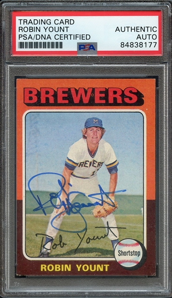 1975 TOPPS 223 SIGNED ROBIN YOUNT PSA/DNA AUTO AUTHENTIC