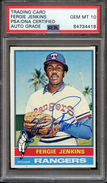 1976 TOPPS 250 SIGNED FERGIE JENKINS HOF 91 PSA/DNA AUTO 10