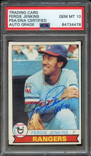 1979 TOPPS 544 SIGNED FERGIE JENKINS HOF 91 PSA/DNA AUTO 10