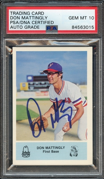 1981 ARBY'S SIGNED DON MATTINGLY PSA/DNA AUTO 10