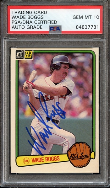 1983 DONRUSS 586 SIGNED WADE BOGGS PSA/DNA AUTO 10