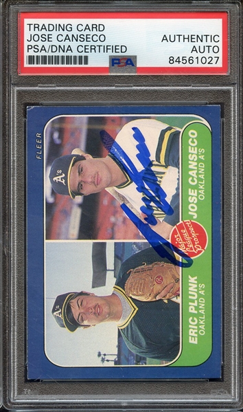 1986 FLEER 649 SIGNED JOSE CANSECO PSA/DNA AUTO AUTHENTIC