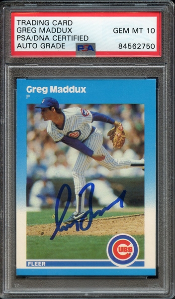 1987 FLEER UPDATE U68 SIGNED GREG MADDUX PSA/DNA AUTO 10