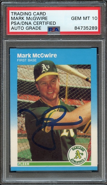 1987 FLEER UPDATE U76 SIGNED MARK MCGWIRE PSA/DNA AUTO 10