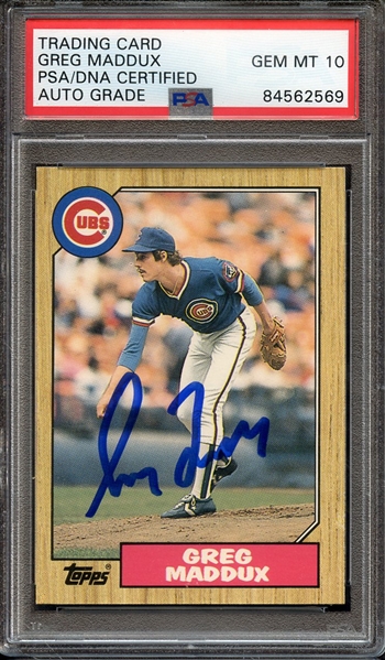 1987 TOPPS TRADED 70T SIGNED GREG MADDUX PSA/DNA AUTO 10