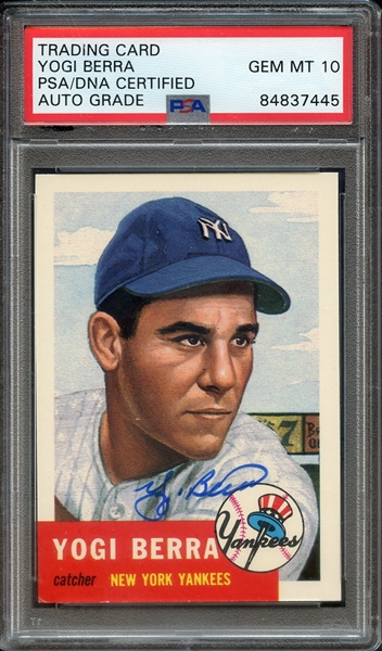 1991 TOPPS ARCHIVES 104 SIGNED YOGI BERRA PSA/DNA AUTO 10