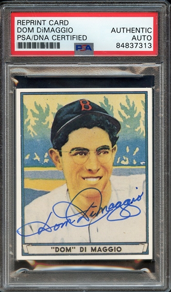 DOM DIMAGGIO SIGNED REPRINT CARD PSA/DNA AUTO AUTHENTIC