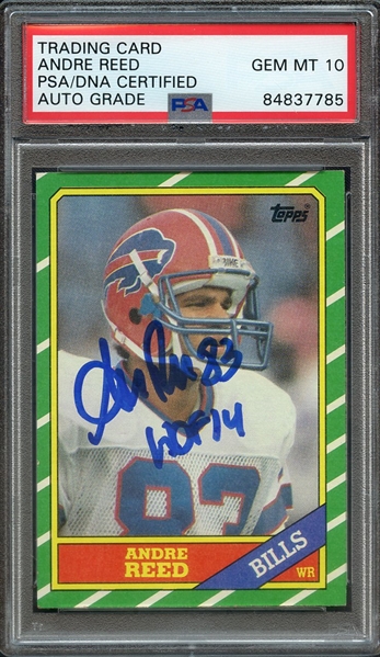 1986 TOPPS 388 SIGNED ANDRE REED HOF 14 PSA/DNA AUTO 10