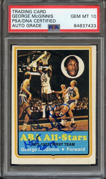 1973 TOPPS 180 SIGNED GEORGE MCGINNIS HOF 2017 PSA/DNA AUTO 10