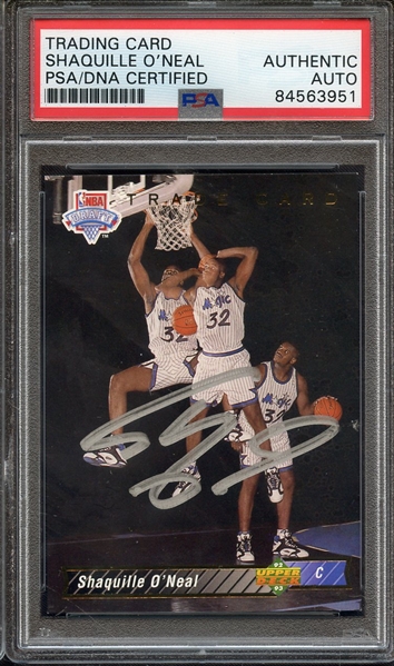 1992 UPPER DECK 1B SIGNED SHAQUILLE O'NEAL PSA/DNA AUTO AUTHENTIC