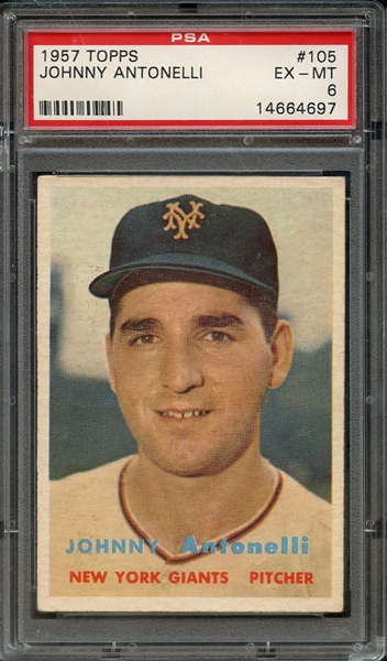 1957 TOPPS 105 JOHNNY ANTONELLI PSA EX-MT 6