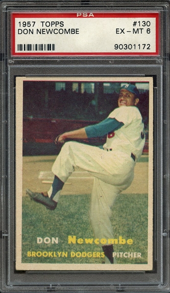 1957 TOPPS 130 DON NEWCOMBE PSA EX-MT 6