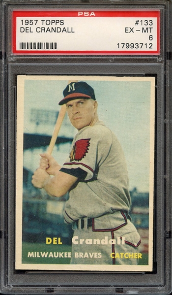 1957 TOPPS 133 DEL CRANDALL PSA EX-MT 6