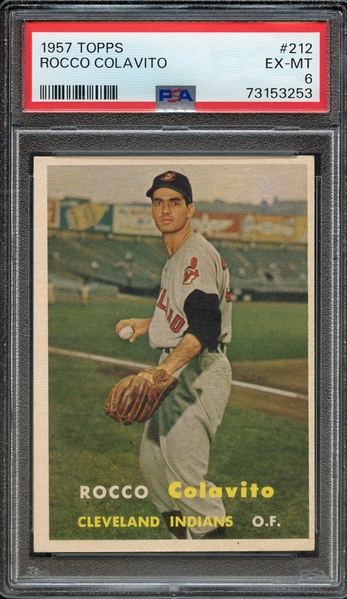 1957 TOPPS 212 ROCCO COLAVITO PSA EX-MT 6