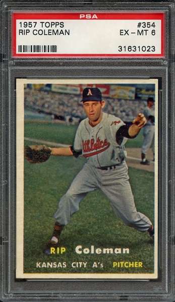 1957 TOPPS 354 RIP COLEMAN PSA EX-MT 6