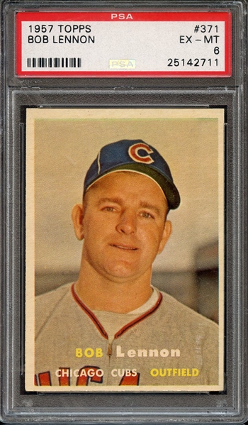 1957 TOPPS 371 BOB LENNON PSA EX-MT 6