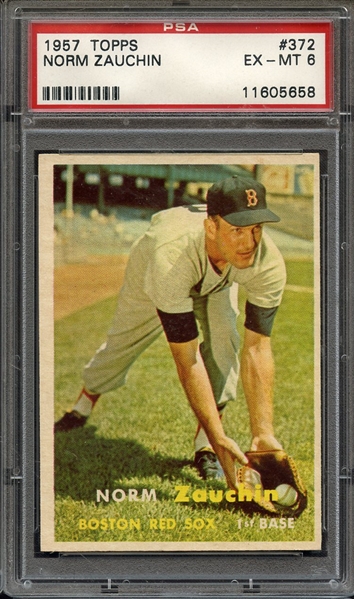 1957 TOPPS 372 NORM ZAUCHIN PSA EX-MT 6