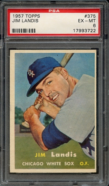 1957 TOPPS 375 JIM LANDIS PSA EX-MT 6