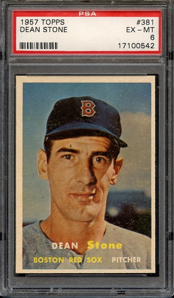 1957 TOPPS 381 DEAN STONE PSA EX-MT 6