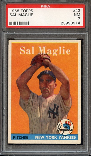 1958 TOPPS 43 SAL MAGLIE PSA NM 7