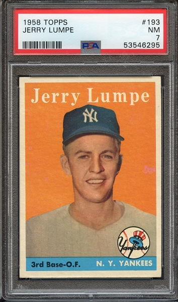 1958 TOPPS 193 JERRY LUMPE PSA NM 7