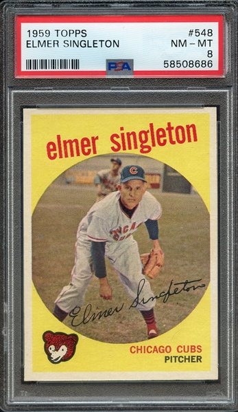 1959 TOPPS 548 ELMER SINGLETON PSA NM-MT 8