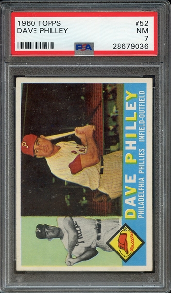 1960 TOPPS 52 DAVE PHILLEY PSA NM 7