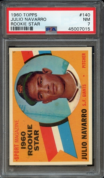 1960 TOPPS 140 JULIO NAVARRO ROOKIE STAR PSA NM 7