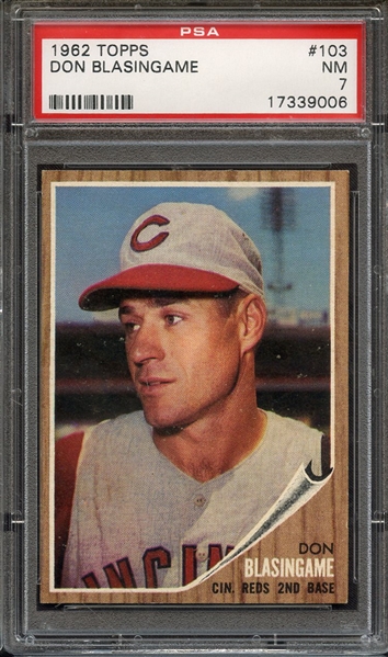 1962 TOPPS 103 DON BLASINGAME PSA NM 7